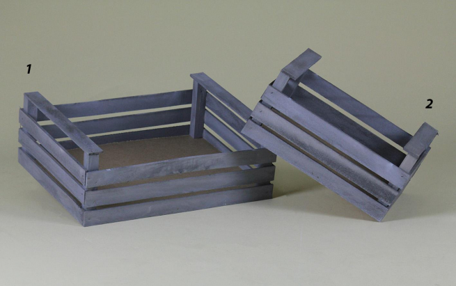 Cassetta in legno rettangolare grigio