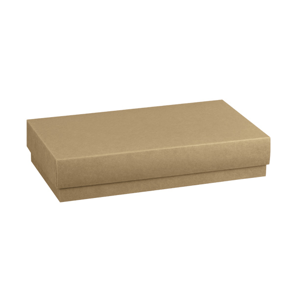 Scatola base rettangolare in cartone con coperchio avana liscio, 13x24x4.5 cm, cartone da 20 pezzi