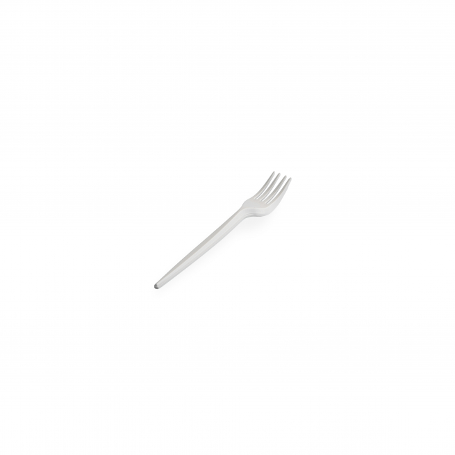 Forchetta bianca in mater-bi bio-compostabile 16.3cm, confezione da 100 pezzi