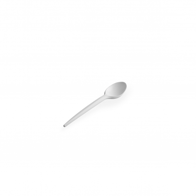 Cucchiaio bianco in mater-bi bio-compostabile 16.3cm, confezione da 100 pezzi