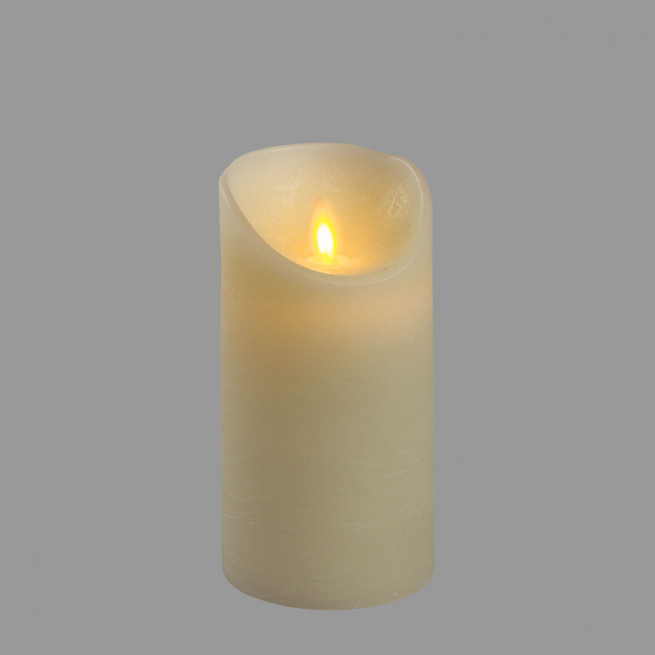 Candela "Rustic" in cera Avorio con led, a batteria, diametro 7.5 cm, uso interno