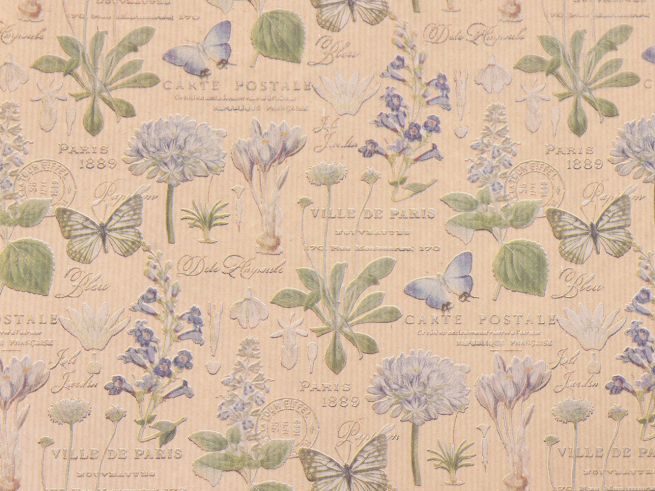 Carta da regalo in fogli stampa "Herbary", fiori con scritte, formato 70x100 cm, confezione da 25 fogli