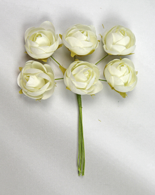 Rosellina pick in tessuto vari colori, con filo in metallo, diametro 2.5 cm, confezione da 36 pezzi
