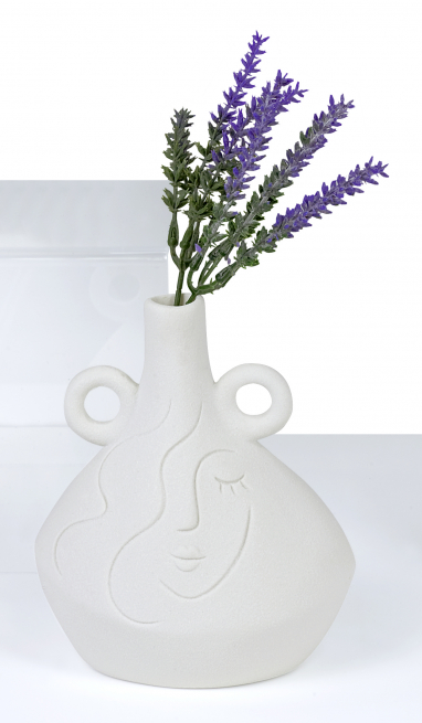 Vaso "Penelope" a forma di anfora, in porcellana bianca, altezza 16 cm, con confezione regalo
