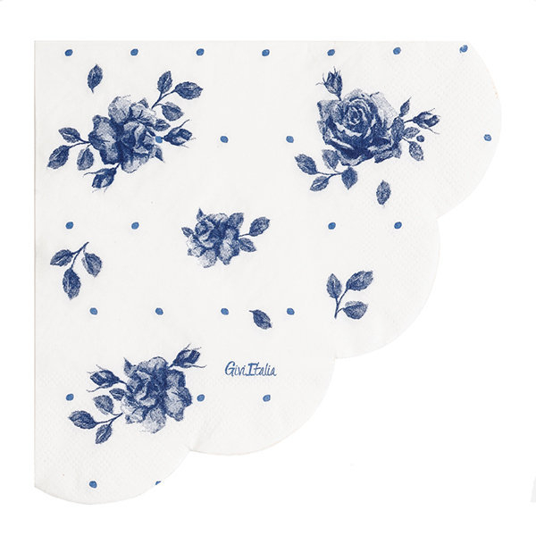Tovagliolo carta 3 veli, fantasia "Rosa blu", confezione da 16 pezzi