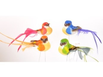 Filo in metaalo con uccellini, colori assortiti, lunghezza 15 cm, confezione da 12 pezzi
