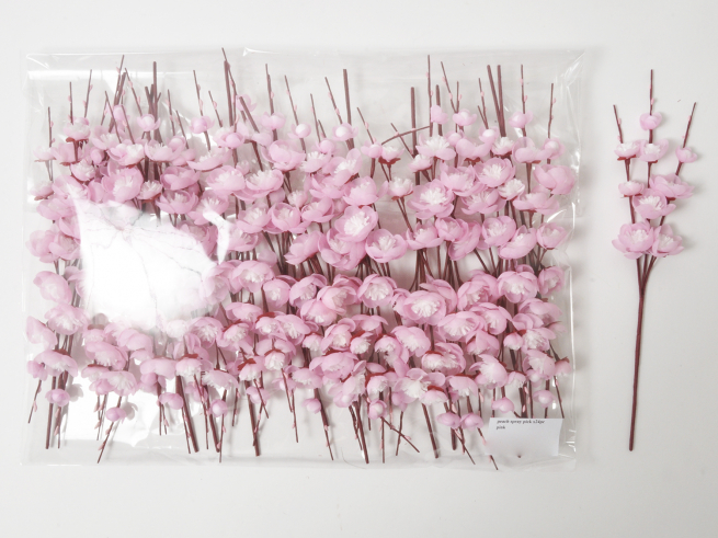 Ramo pick fiori di pesco rosa, confezione da 24 pezzi