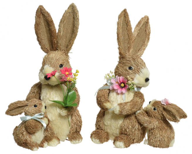 Coniglio con cucciolo, soggetti assortiti, altezza 37 cm
