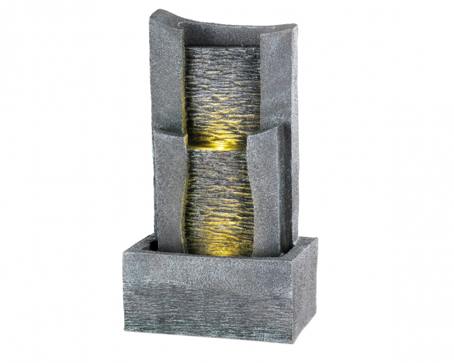 Fontana di roccia con effetto cascata in poliresina, altezza 61 cm