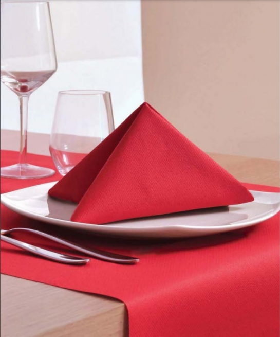 Tovaglia quadrata rossa in tessuto non tessuto airlaid 100x100cm, confezione da 25 pezzi