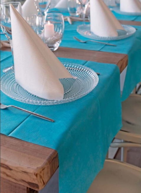 Tovaglia turchese in tessuto non tessuto, h.120cm, rotolo da 25 metri