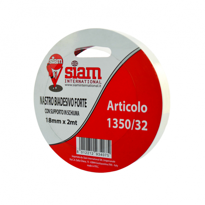 Nastro biadesivo forte con supporto in schiuma, altezza 18 mm, lunghezza 2 metri