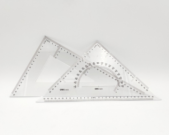 Set Squadre "Deli" 60° e 45° da 33 cm, confezione da 2 pezzi