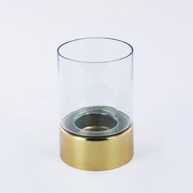 Portacandela in vetro e metallo oro, varie dimensioni