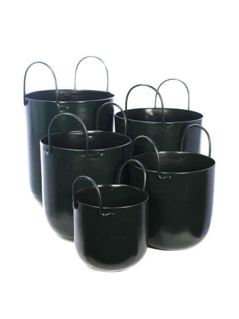 Vaso cache-pot in metallo verde scuro, varie misure