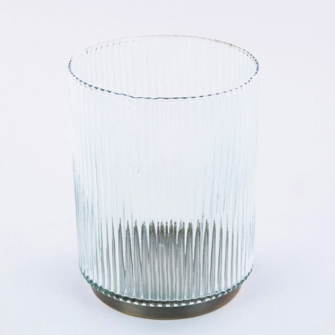 Portacandela in vetro trasparente e metallo, varie dimensioni