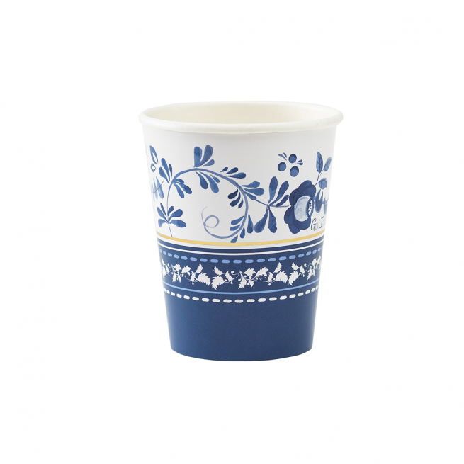 Bicchiere in cartoncino fantasia "Blue Grace", confezione da 8 pezzi