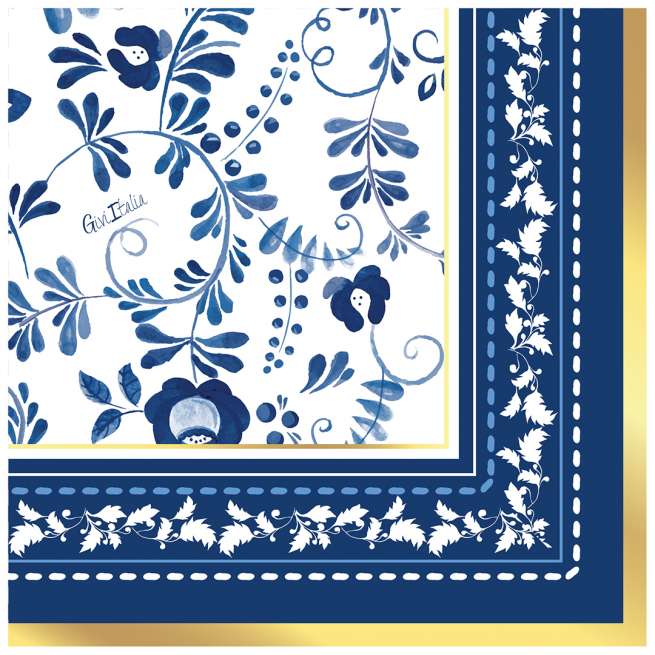 Tovagliolo carta 3 veli 33x33 cm, fantasia "Blue Grace", confezione da 16 pezzi