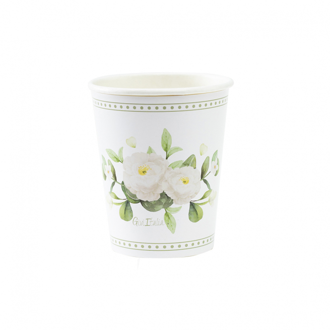 Bicchiere in cartoncino fantasia "Romantic green", confezione da 8 pezzi
