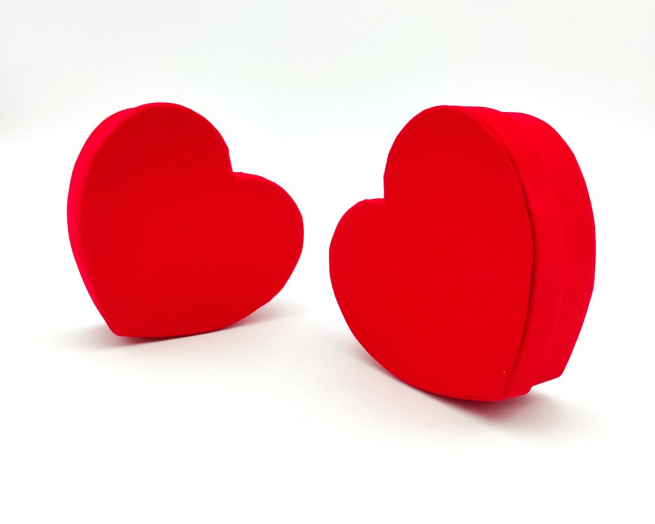 Scatola cuore in velluto rosso con coperchio, confezione da 6 pezzi