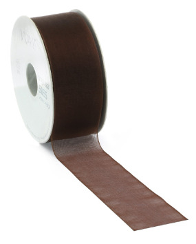 Rotolo nastro organza marrone, altezza 15mm, lunghezza 50 metri