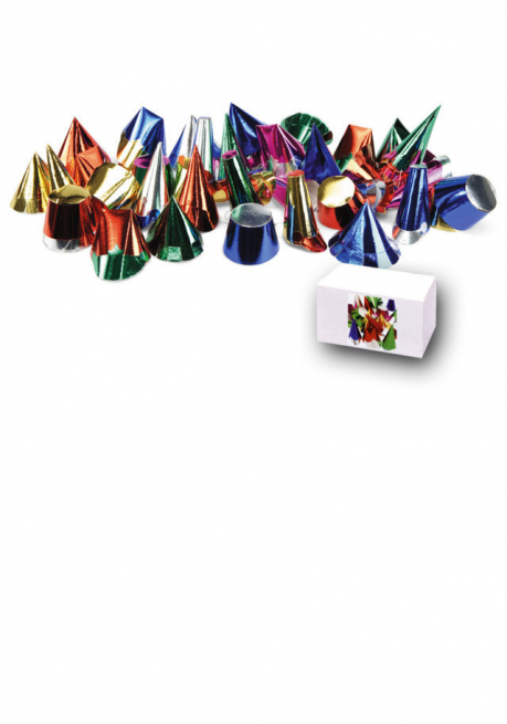 Mini cappellino metallizzato multicolor, fantasie assortite, confezione da 100 pezzi