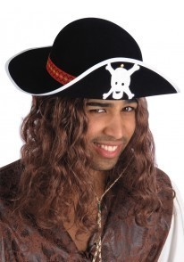 Cappello da pirata nero bifloccato