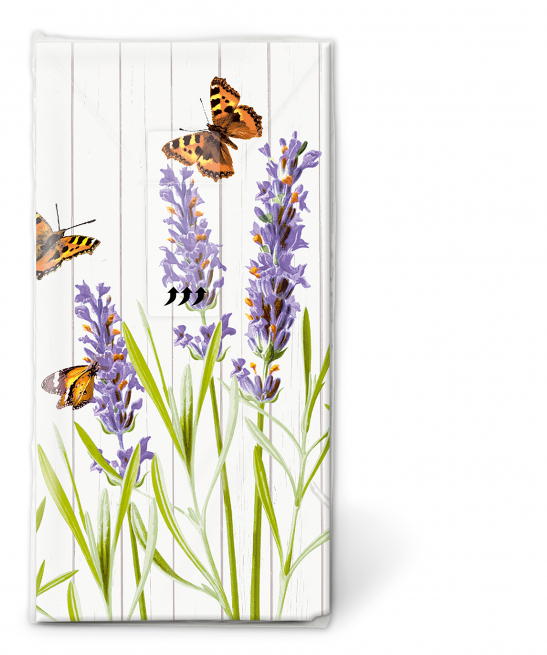 Fazzoletto con fondo bianco e lavanda, confezione da 10 pezzi