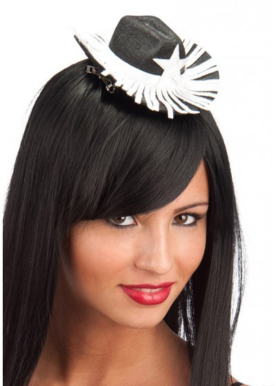 Cappellino cow girl in feltro con clips