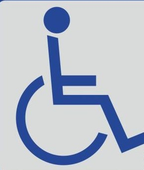Etichetta adesiva "Disabili", formato 10x10 cm