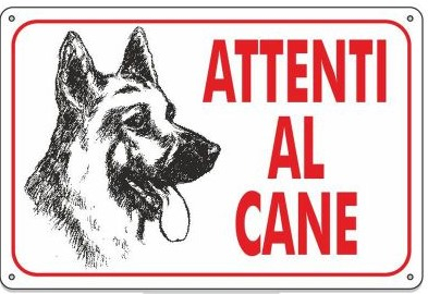 Cartello "Attenti al cane", in PVC rigido, 20x30 cm