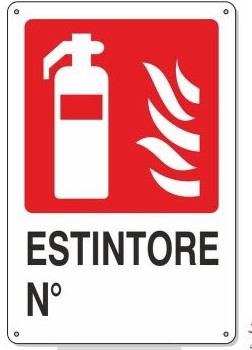 Cartello "Estintore N°", in PVC rigido, 20x30 cm