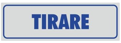 Etichetta adesiva "Tirare", formato 14x4 cm