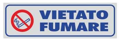 Etichetta adesiva con simbolo e dicitura "Vietato fumare", formato 14x4 cm