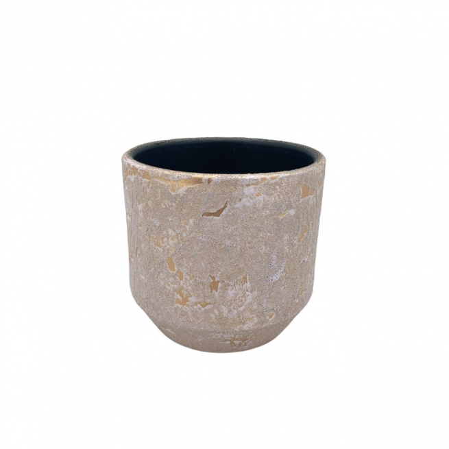 Vaso bianco e oro effetto pietra