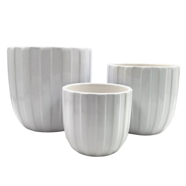 Vaso in ceramica lucida con righe