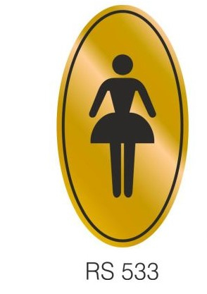 Etichetta adesiva dorata con simbolo "Toilette Donna"