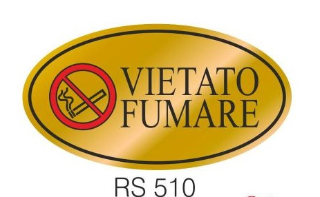 Etichetta adesiva dorata con simbolo e dicitura "Vietato Fumare"