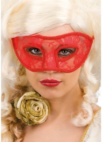 Maschera donna rossa effetto pizzo