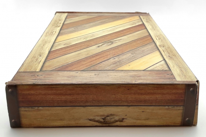 Scatola cantinetta porta 6 bottiglie in cartone fantasia legno rovere, 33.5x56x9 cm, cartone da 10 pezzi