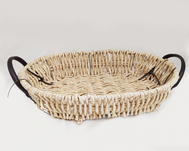 Vassoio ovale Seagrass naturale formato 32x40 cm, altezza 8 cm