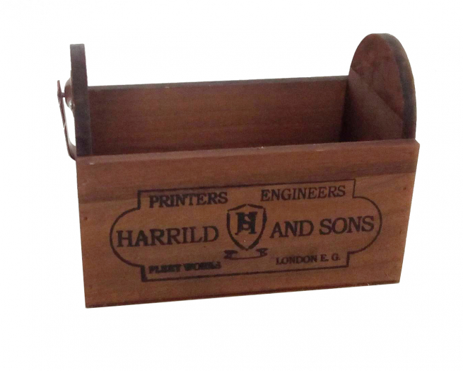 Vaschetta di legno con manico zinco formato 12x19.5 cm, altezza 14 cm