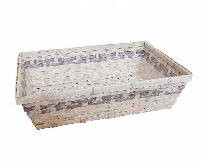 Vassoio rettangolare rattan grigio formato 26x37 cm, altezza 8.2 cm
