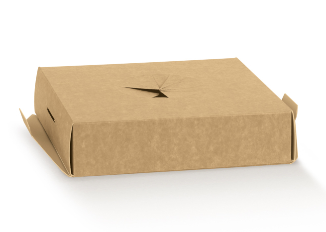 Fondi rialzati in cartone avana per scatole PVC trasparenti, vari formati