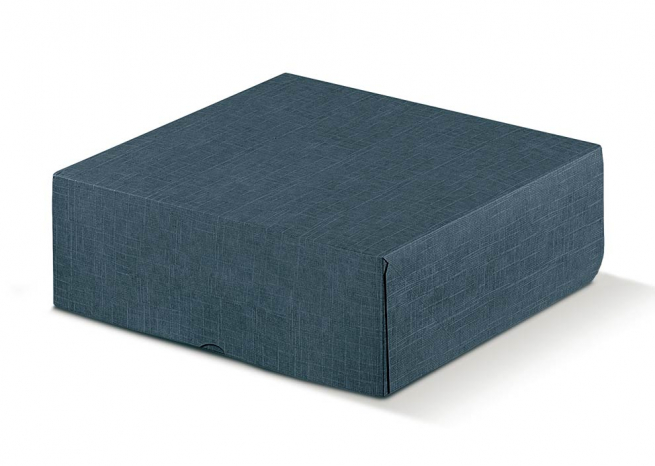 Scatola automontante in cartoncino blu, base rettangolare, cartone da 20 pezzi