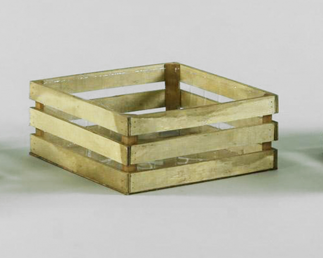 Cassetta quadrata in legno formato 22x22 cm, altezza 9.5 cm