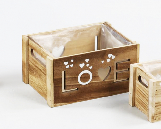 Cassetta in legno naturale "Love"