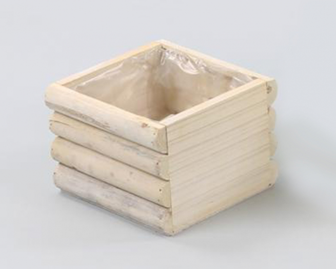 Porta vaso quadrato in legno naturale sbiancato