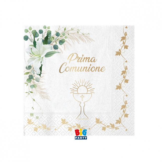 Tovagliolo carta fantasia "Prima Comunione Lily", confezione da 20 pezzi