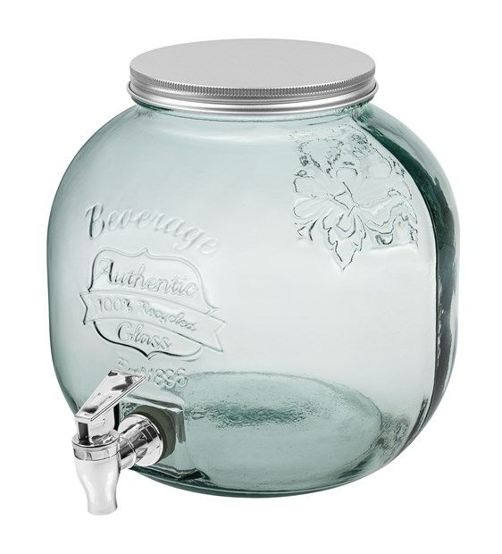 Vaso in vetro da 6 litri con tappo a vite e spillatore altezza 22 cm e diametro 23 cm